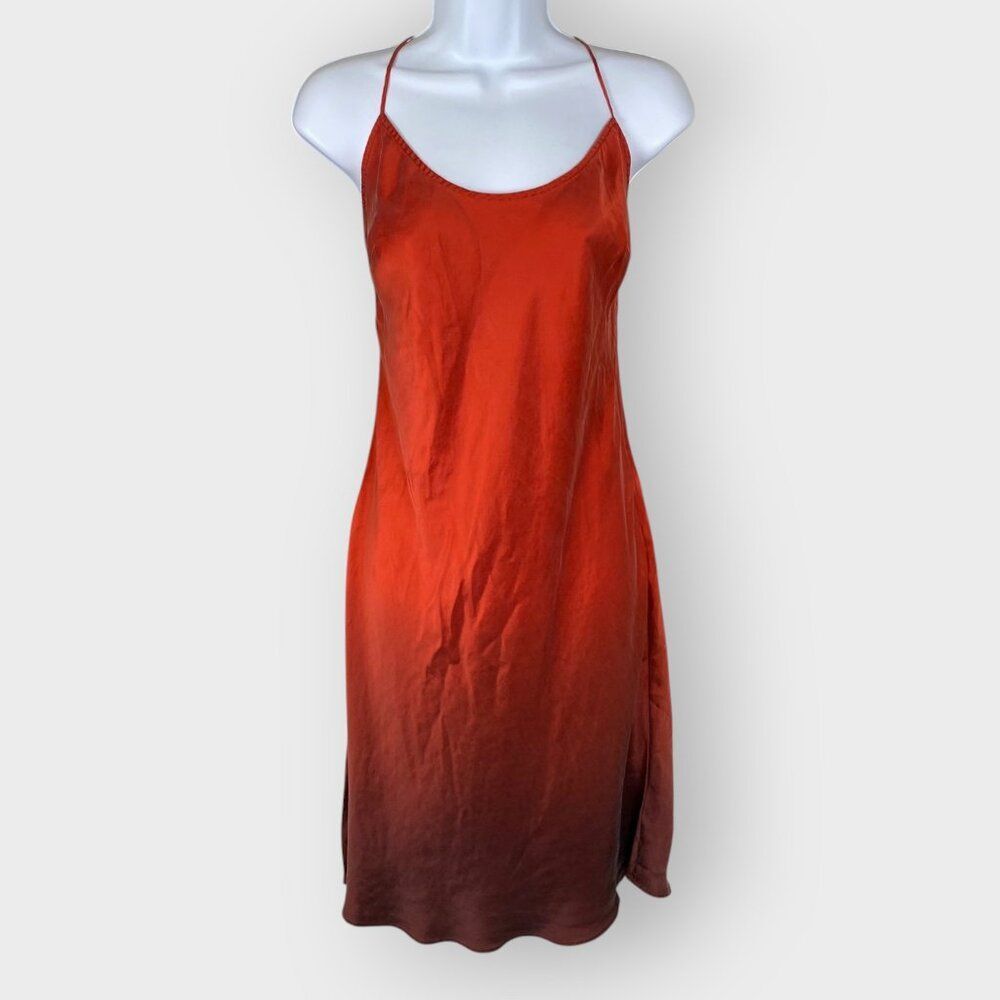Victorias Secret Silk Slip Dress | L | Red Ombre Cross Back | Dark Romantic Goth